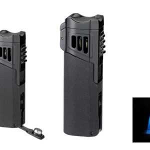 Winjet Feuerzeug 4xJet schwarz matt mit Bohrer Zigarrenablage