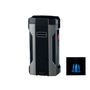 Winjet Premium Feuerzeug 4xJet schwarz/anthrazit mit Bohrer & Zigarrenablage