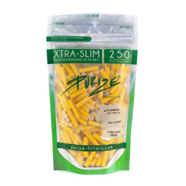 250 Xtra Slim Size Aktivkohlefilter PURIZE GELB